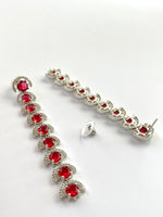 Load image into Gallery viewer, Ruby Moon In White Diamond Dangler Earrings
