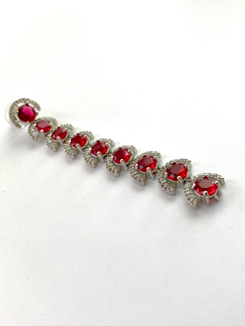 Ruby Moon In White Diamond Dangler Earrings