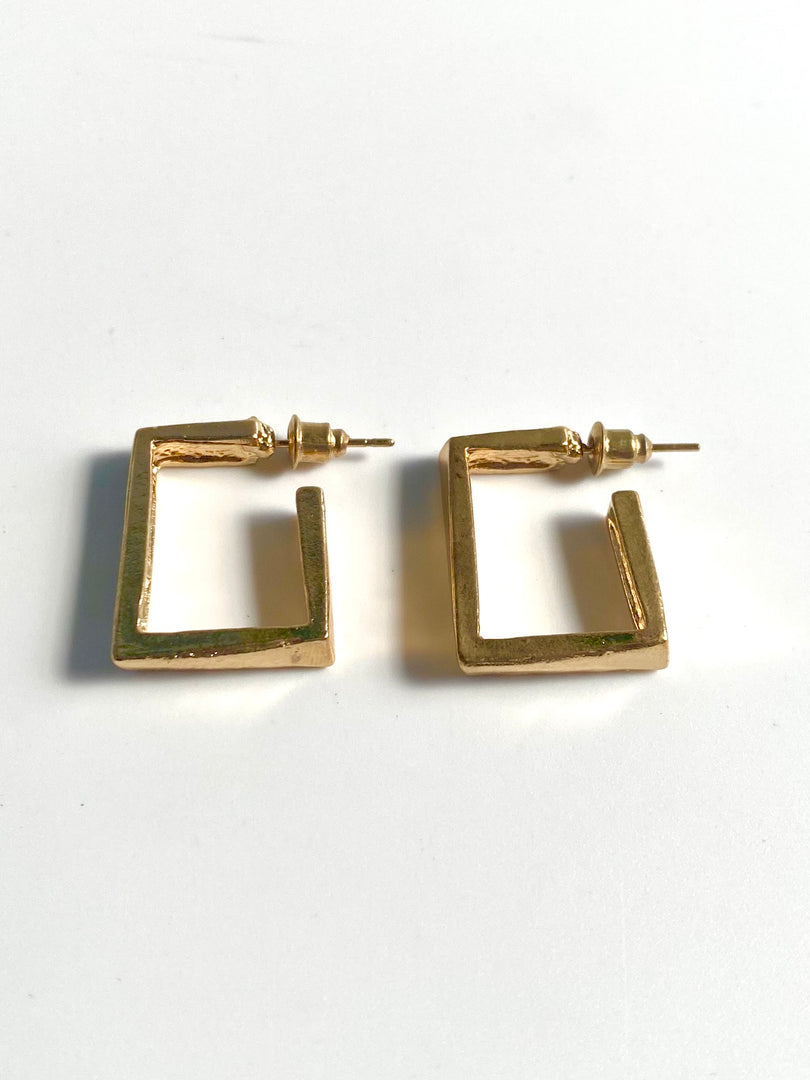 Small Rectangle Golden Finish Earrings