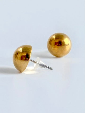 Small Round Golden Stud Earrings