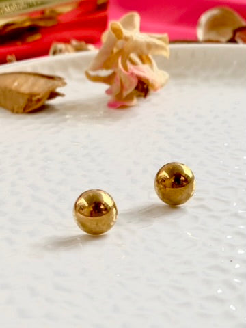 Small Round Golden Stud Earrings