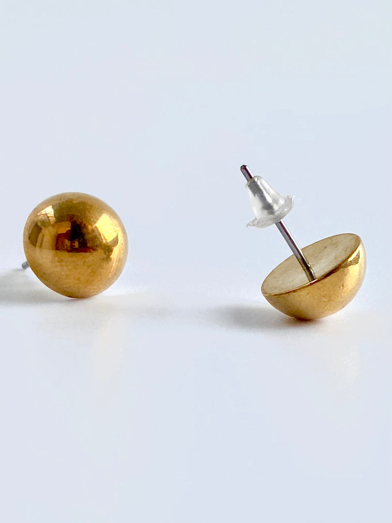 Small Round Golden Stud Earrings