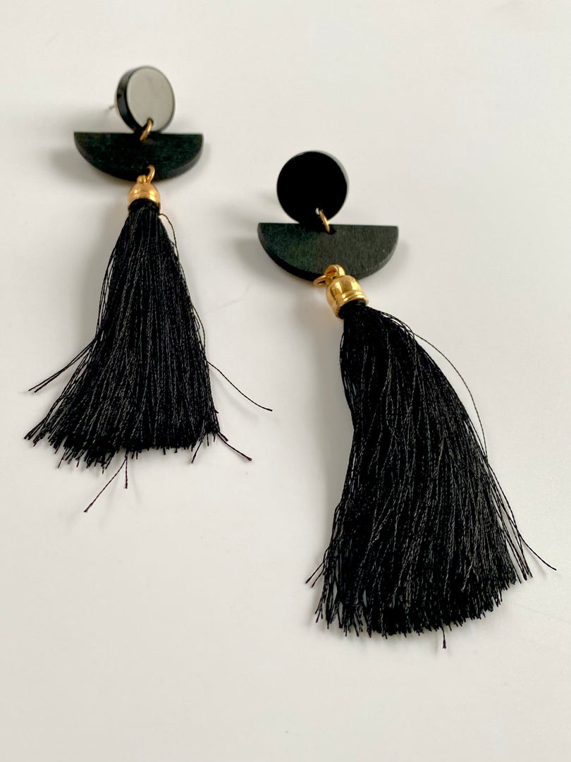 Statement Black Long Earrings