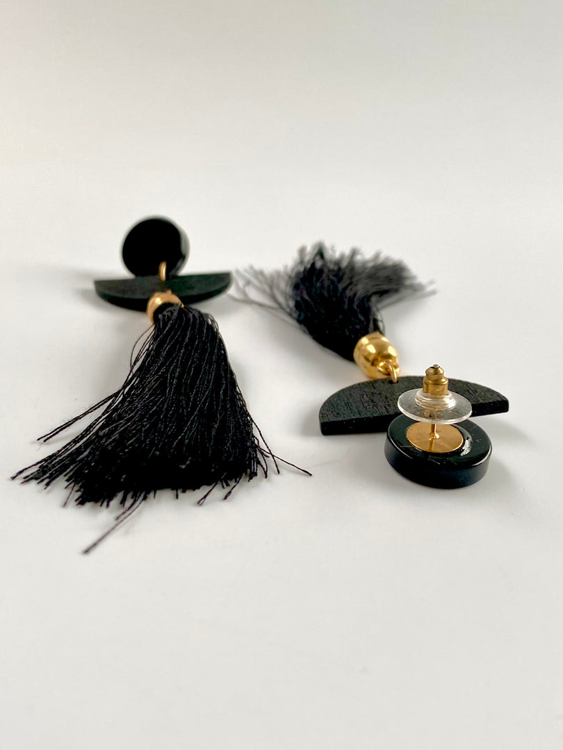 Statement Black Long Earrings