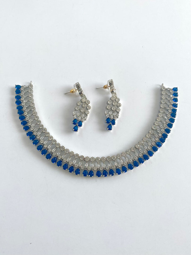 Studded Blue Sky Diamond Necklace Set