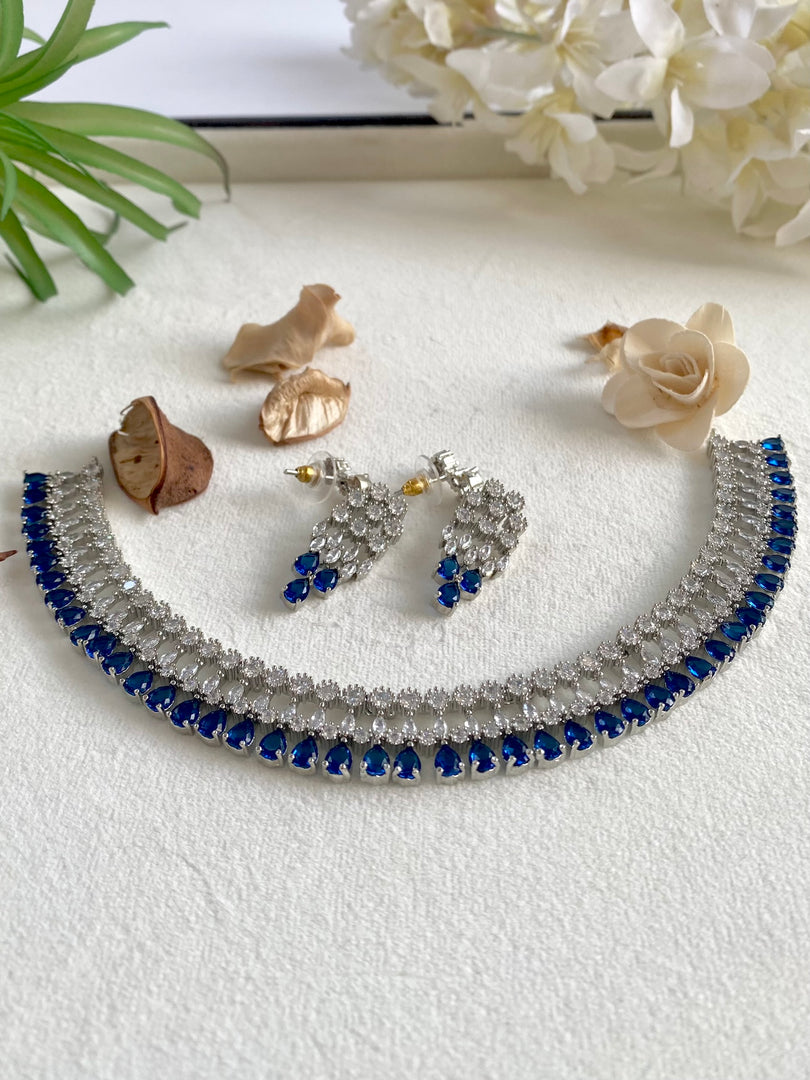 Studded Blue Sky Diamond Necklace Set