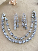 Load image into Gallery viewer, Studded Grey Sky Double Layered Diamond Necklace Set
