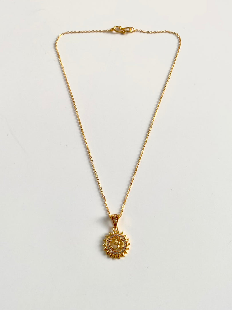 Sun Siezed Om Gold Chain Pendant