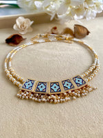 Load image into Gallery viewer, Super 5 Elements Twin Pearl Necklace Set- Maroon &amp; Sky Blue
