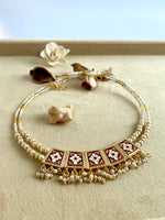 Load image into Gallery viewer, Super 3 Elements Twin Pearl Necklace Set- Maroon &amp; Orange
