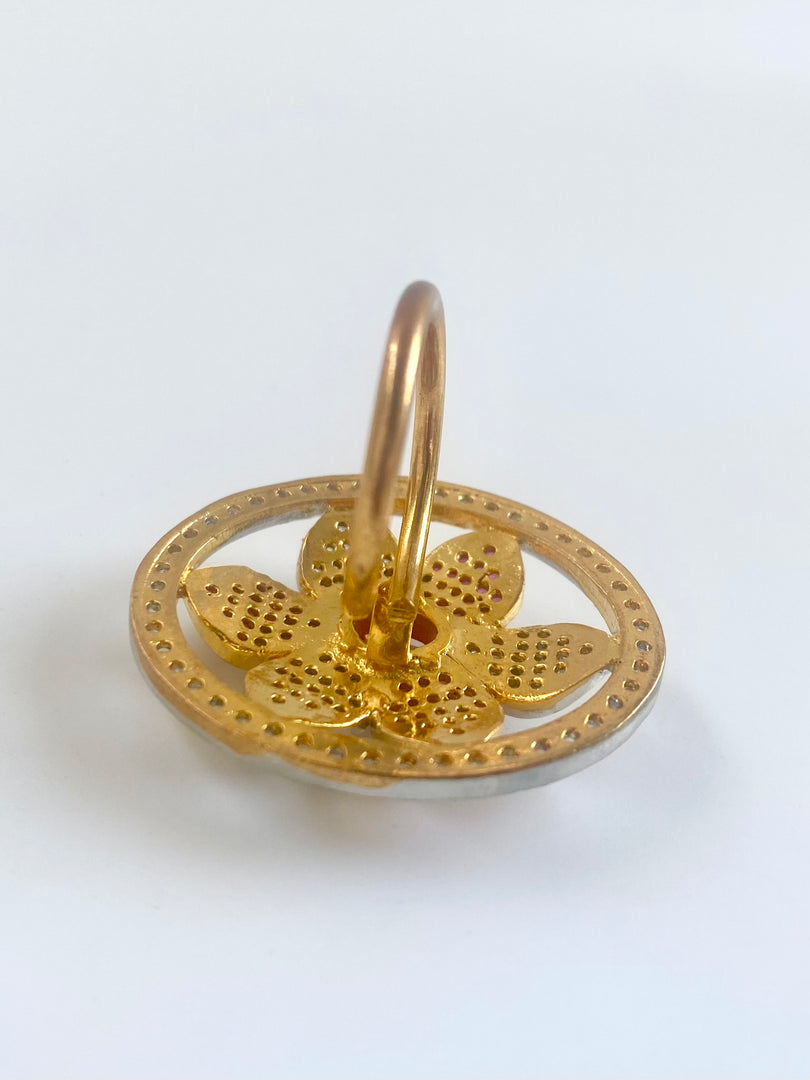 The Flower Of Life Free Size Diamond Cocktail Ring