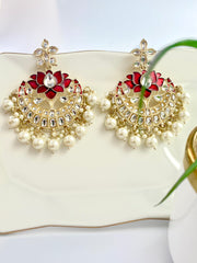 The Maroon Lotus Kundan & Pearl Chandbali Earrings