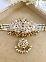 Load image into Gallery viewer, Timeless Tassel Treasures Gold &amp; Pearl Choker Necklace Set
