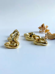 Triangle Three Layered Golden Earrings