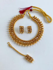 White Drops Pear Polki Necklace Set