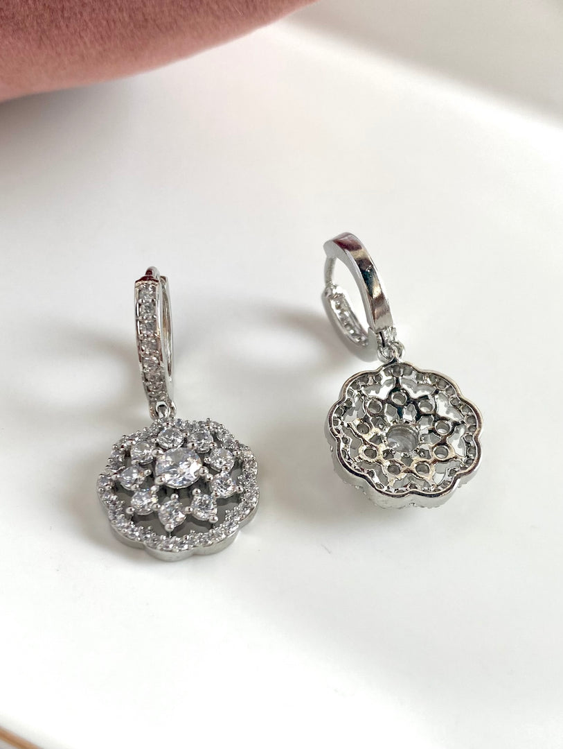 White Flower Dangler Earrings