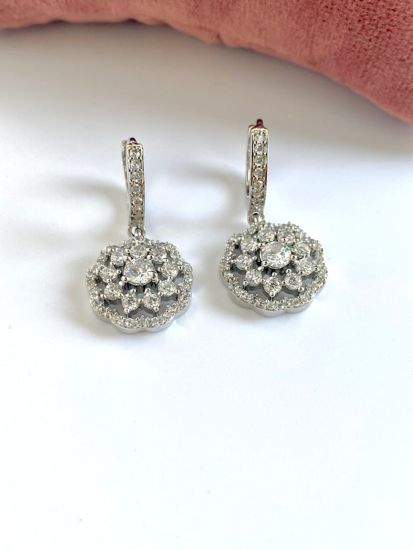 White Flower Dangler Earrings