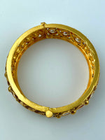 Load image into Gallery viewer, Antique Matte Gold White S Pink Kundan Bangle Set Of Two
