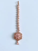 Load image into Gallery viewer, Baby Pink In Rose Gold Diamond Maang Tika
