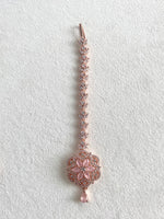 Load image into Gallery viewer, Baby Pink In Rose Gold Diamond Maang Tika
