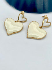 Big Heart Drop Golden Earrings
