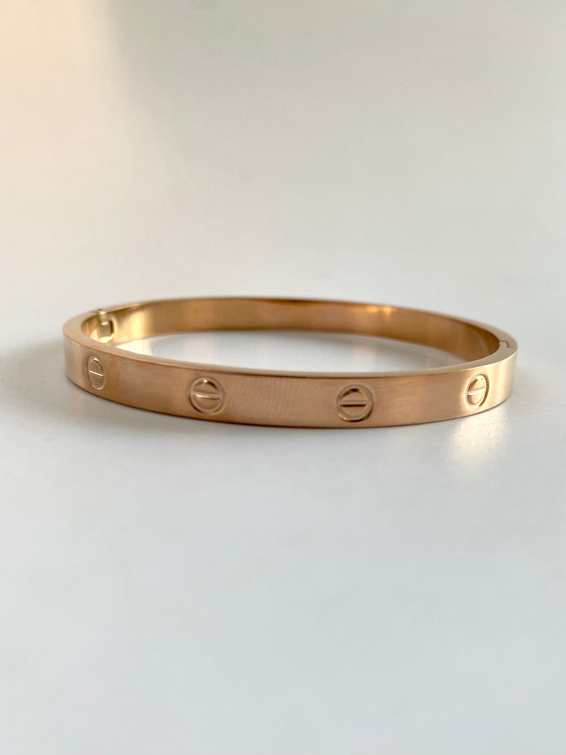 Chanel Logo Design Rose Gold Gloss Finish Bracelet