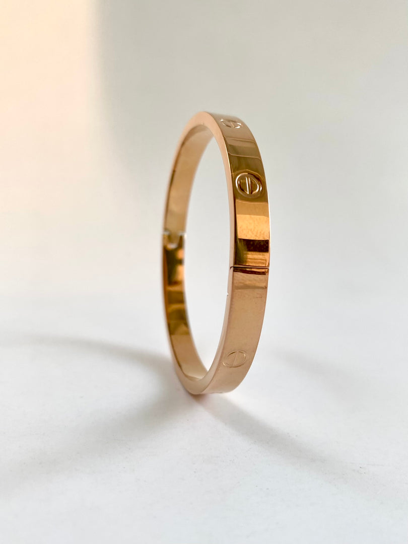 Chanel Logo Design Rose Gold Gloss Finish Bracelet