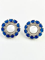Circle Of Blue White Diamond Earrings