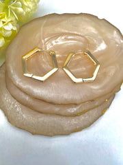 Classy Hexagonal Golden Hoop Earrings