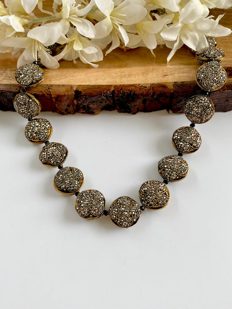 Dazzling Black Beauty Grey Diamond Necklace Set