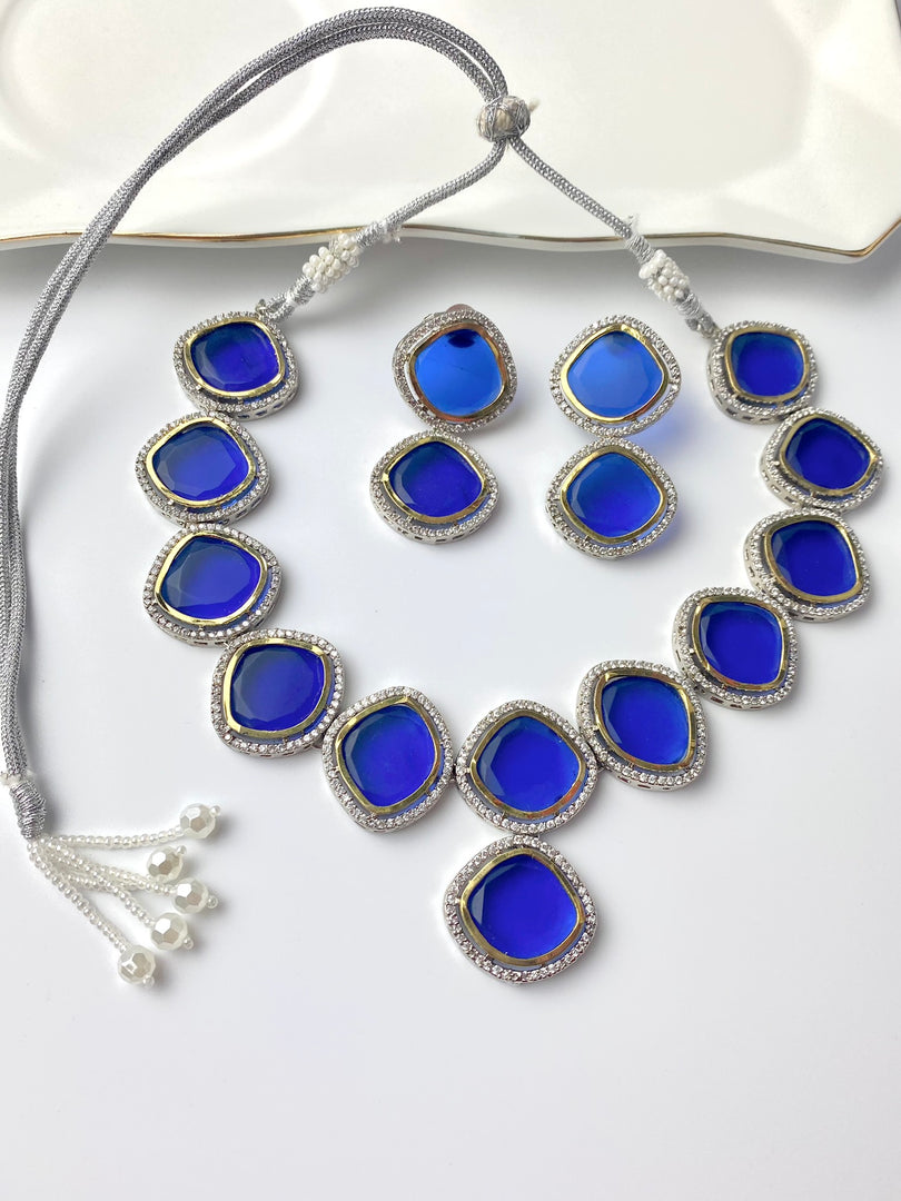 Deep Blue Ocean Diamond Necklace Set