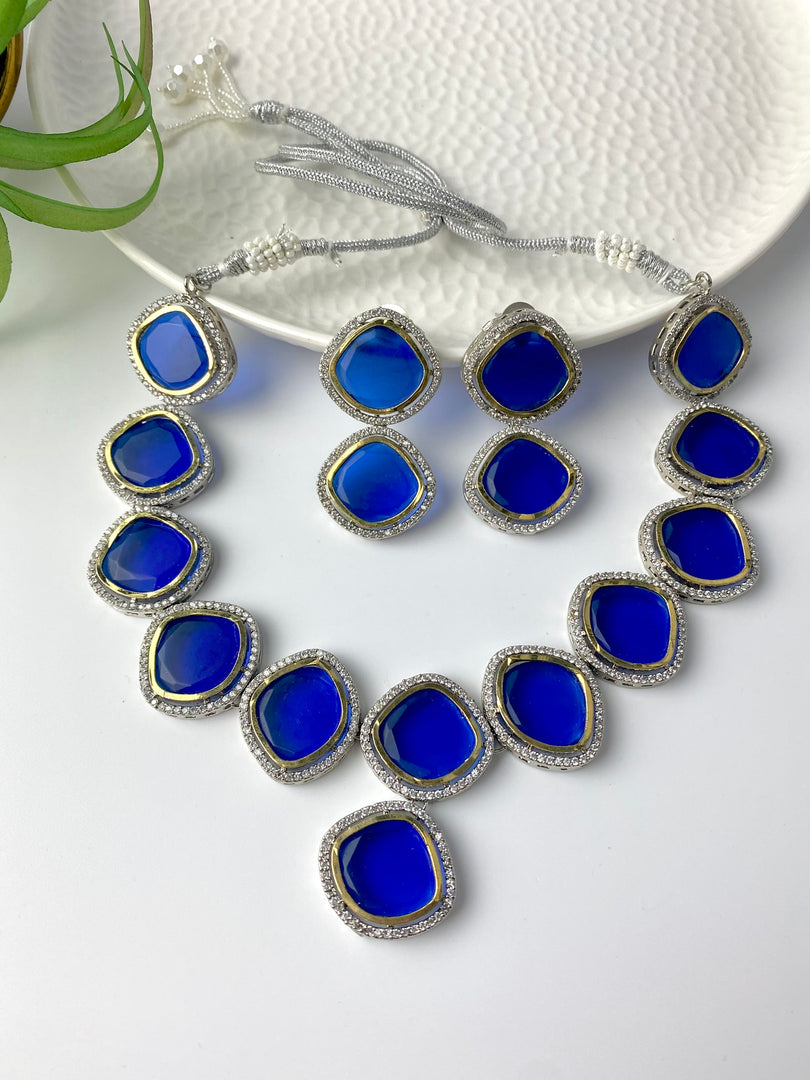 Deep Blue Ocean Diamond Necklace Set