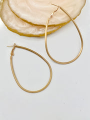 Drop Shaped Matte Finish Big Hoop Earrings