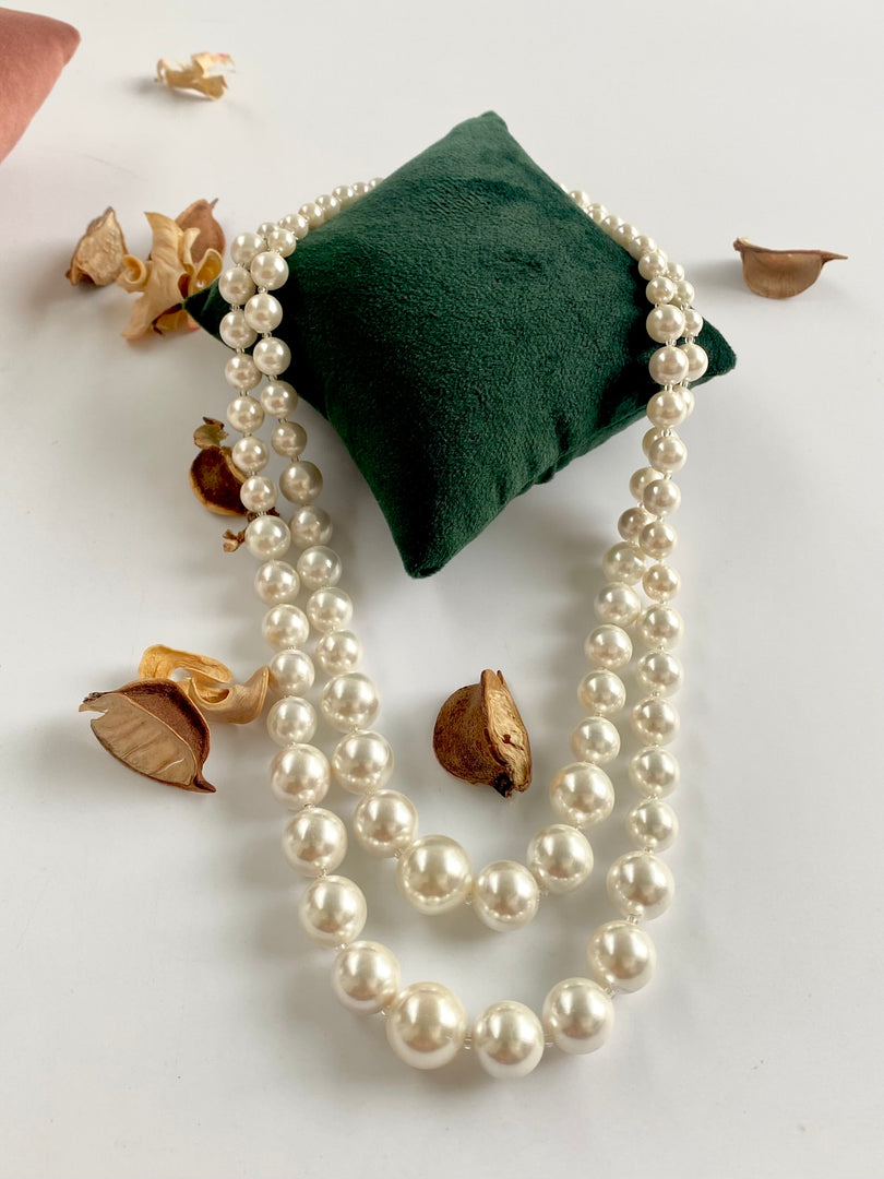 Elegant Royal Queen Double Line Pearl Necklace