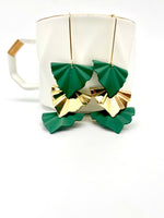 Load image into Gallery viewer, Golden And Green Leaf Long Earrings

