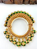 Load image into Gallery viewer, Green Drop Jodhpuri Elegant Pacheli Pearl Kada Bangle
