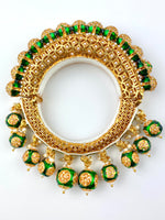 Load image into Gallery viewer, Green Drop Jodhpuri Elegant Pacheli Pearl Kada Bangle
