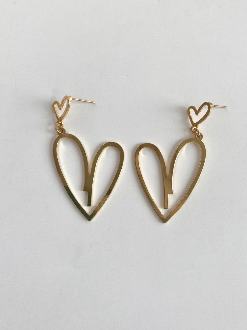 Heart Shaped Golden Earrings