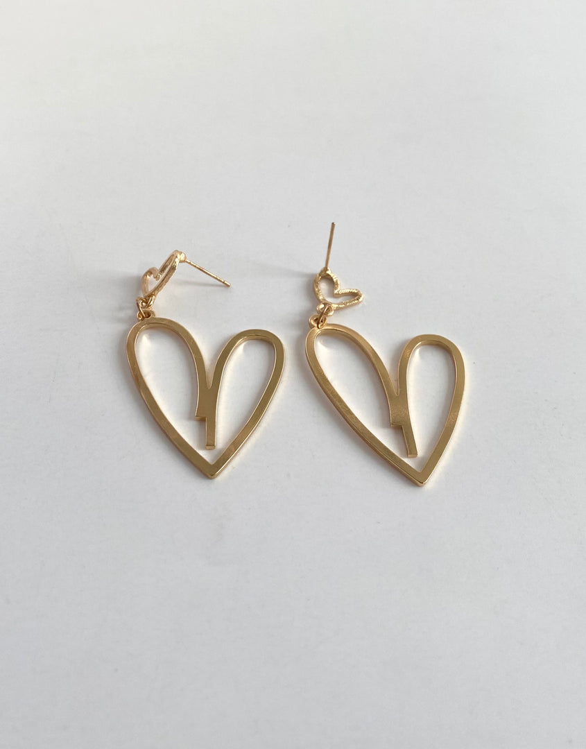 Heart Shaped Golden Earrings
