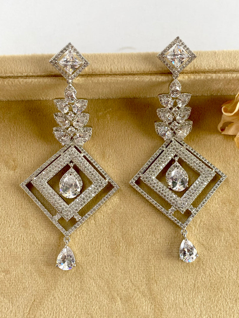 Princess Cut Diamond Dangler Earrings