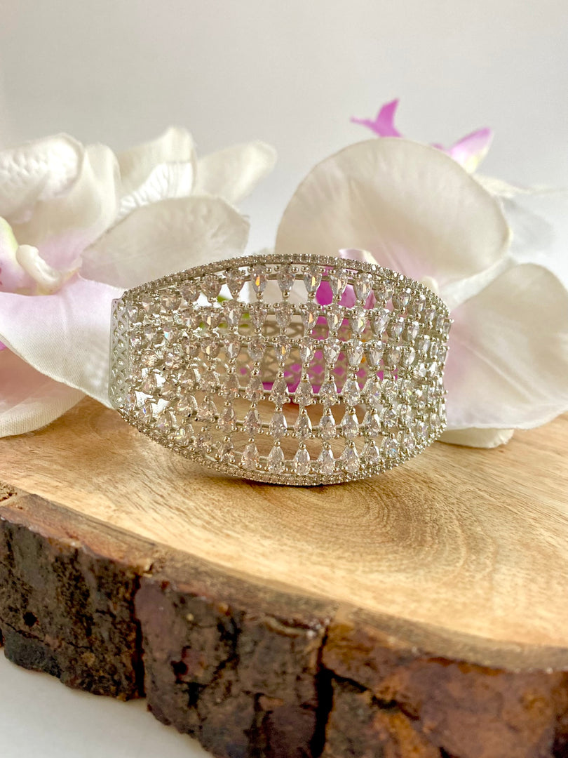 Shoot My Diamond White Bangle Bracelet