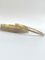 Load image into Gallery viewer, I&#39;m A Studded Affair Diamond Golden Bangle Set Of Four
