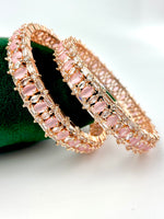 Load image into Gallery viewer, Lavz Baby Pink Diamond Bangle Set of Two
