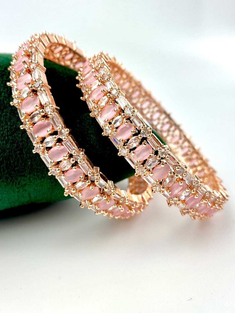 Lavz Baby Pink Diamond Bangle Set of Two