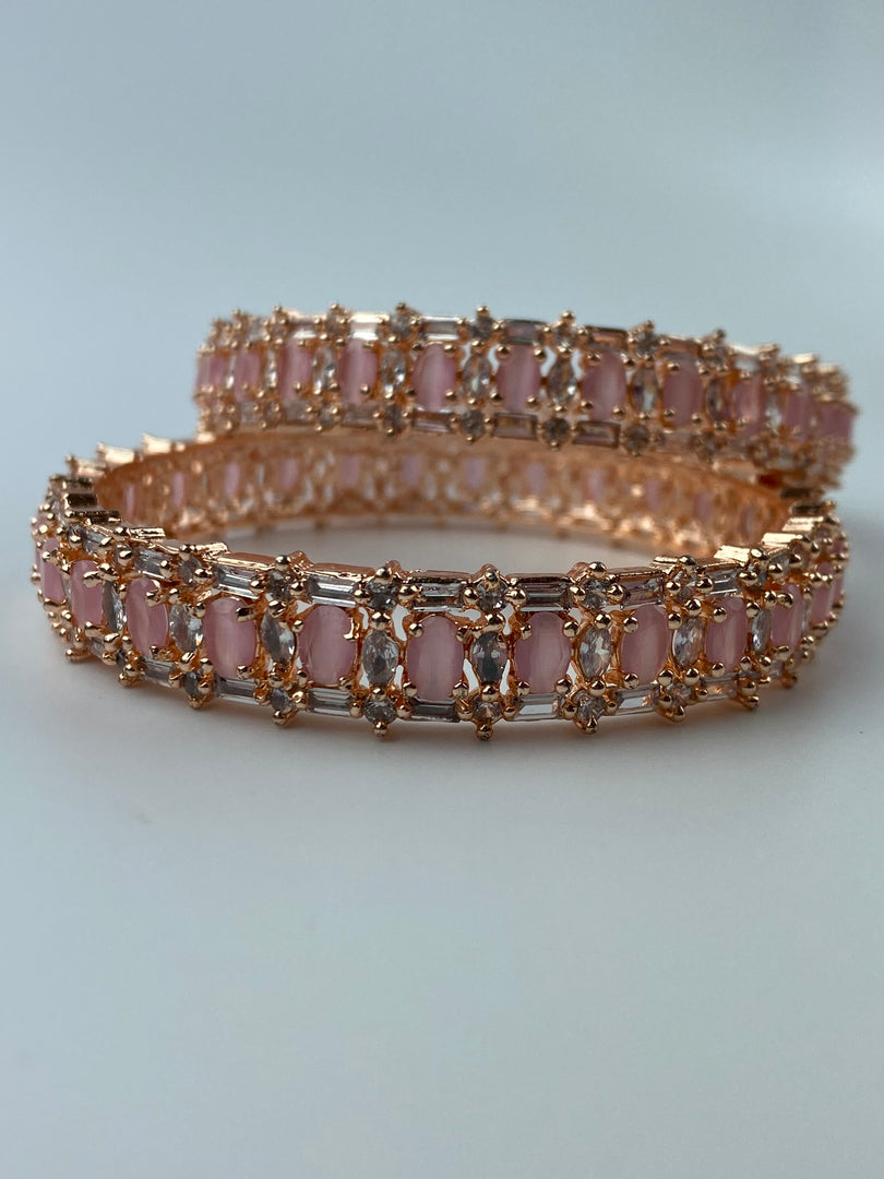 Lavz Baby Pink Diamond Bangle Set of Two