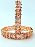 Load image into Gallery viewer, Lavz Baby Pink Diamond Bangle Set of Two
