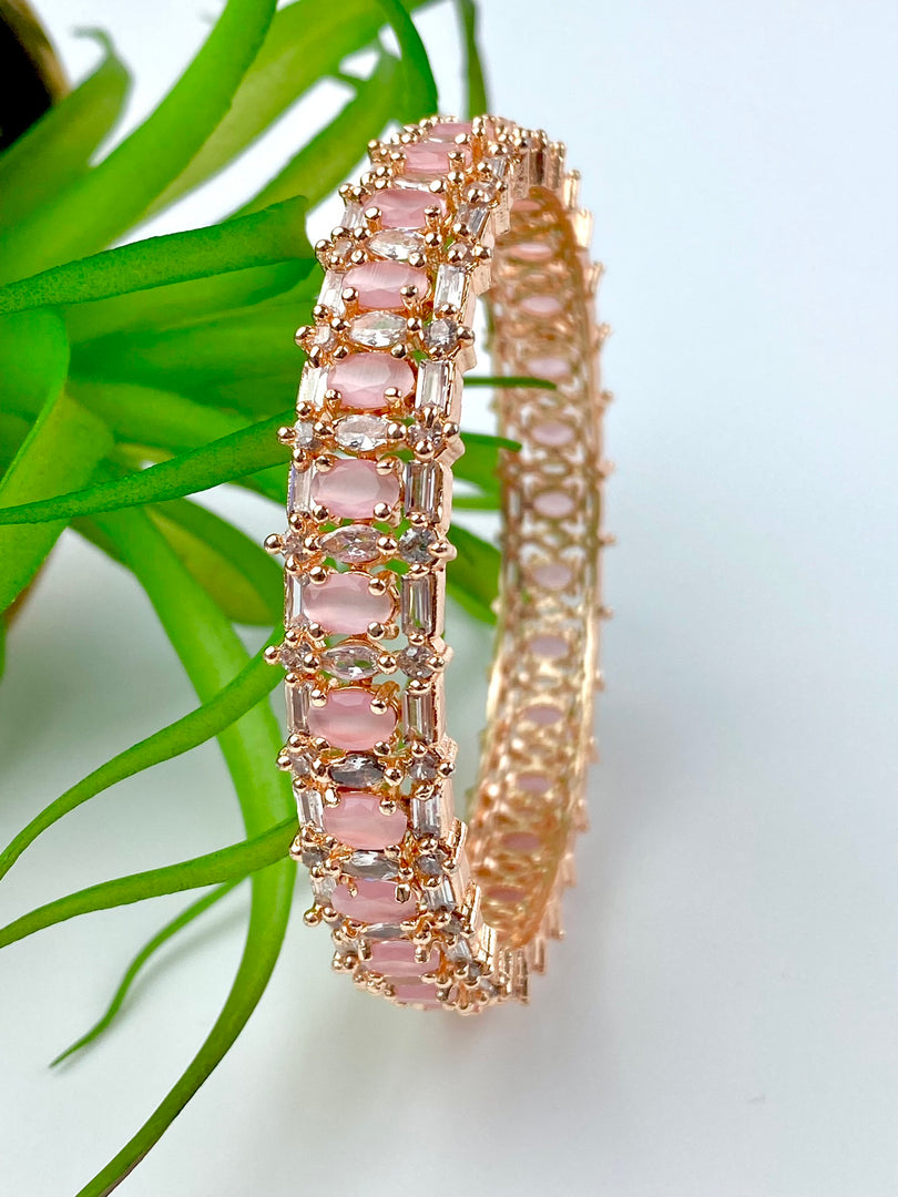 Lavz Baby Pink Diamond Bangle Set of Two