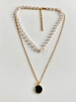 Load image into Gallery viewer, Pearl N Golden Dual Layered necklace
