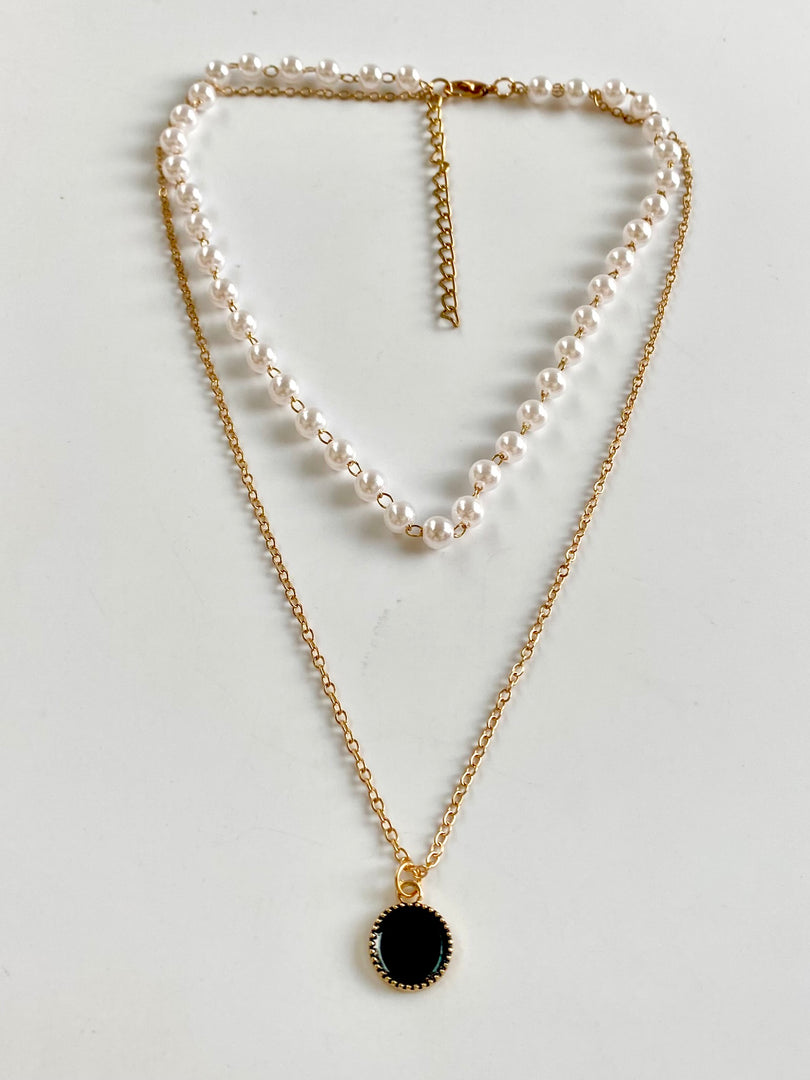 Pearl N Golden Dual Layered necklace