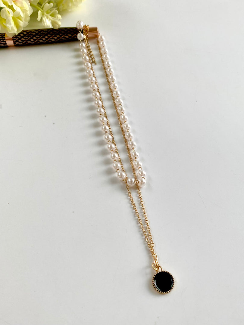 Pearl N Golden Dual Layered necklace